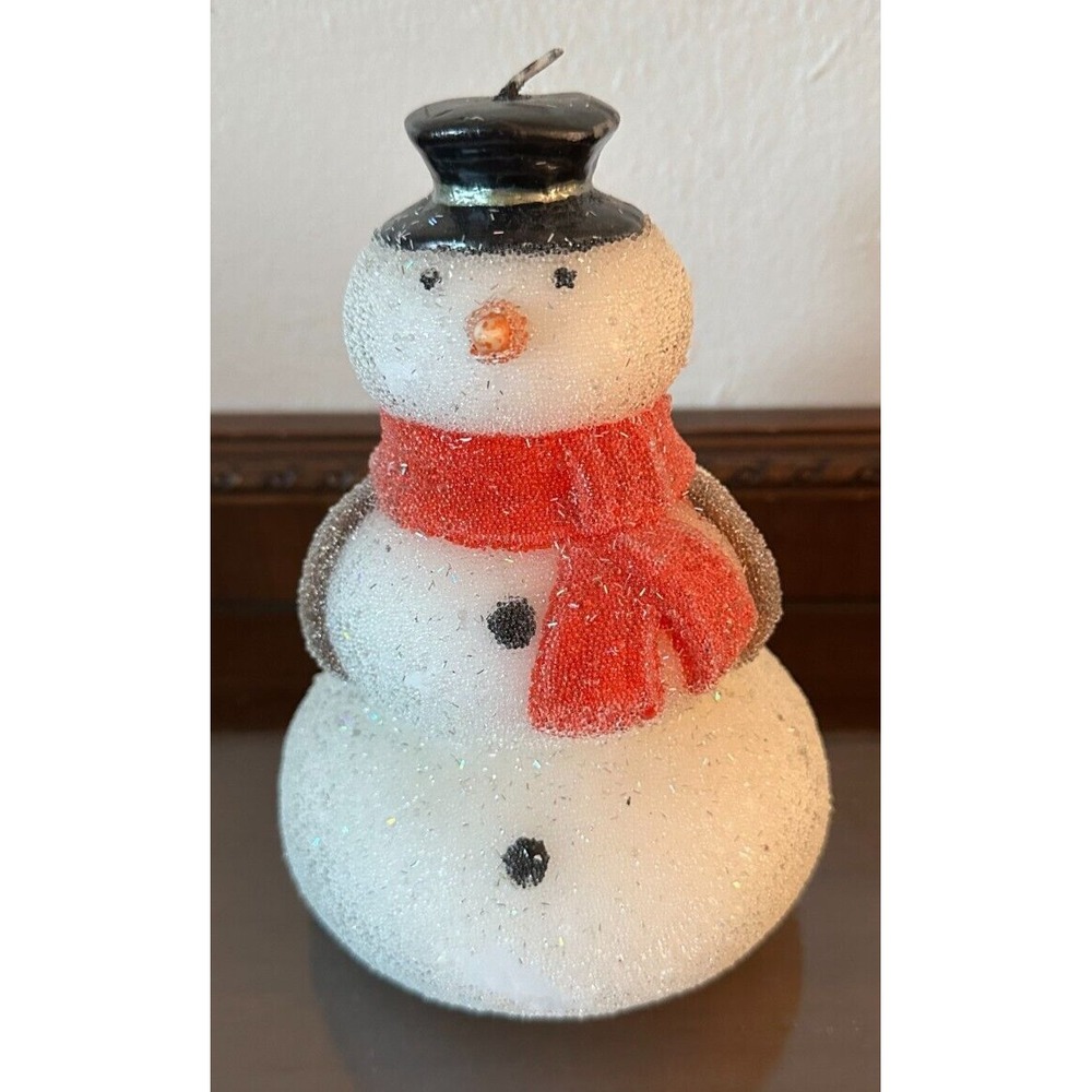 Pottery Barn Vintage Large 3 Tiered Snowman‎ Candle 200 Burn Hours 7" Tall